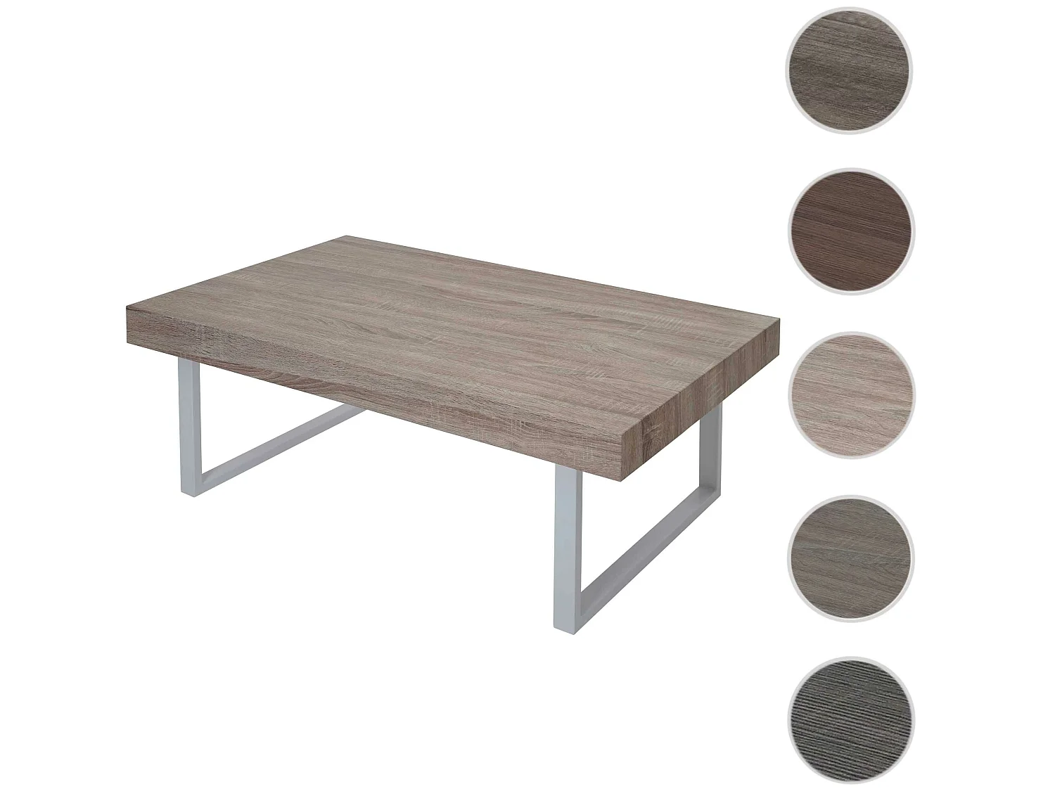 Couchtisch Genk  T576, Eiche, helle Metall-Füße