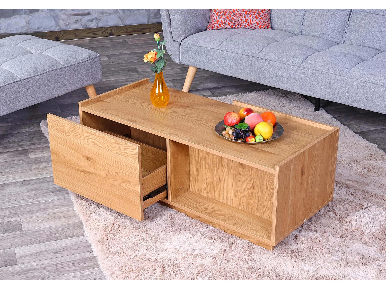 Table basse MCW-J78,  aspect chêne