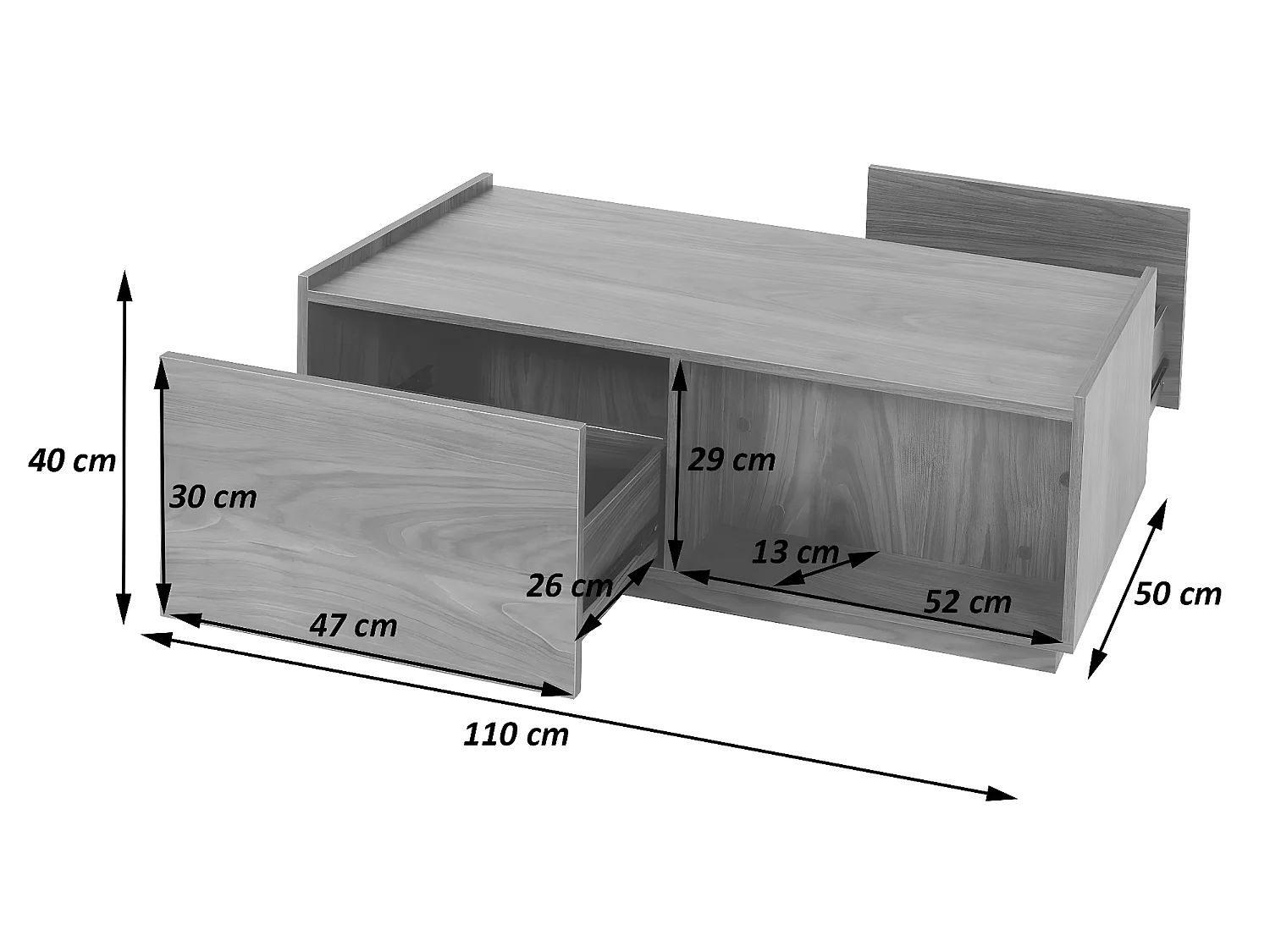 Table basse MCW-J78,  aspect chêne