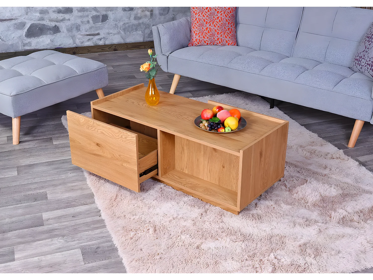 Table basse MCW-J78,  aspect chêne