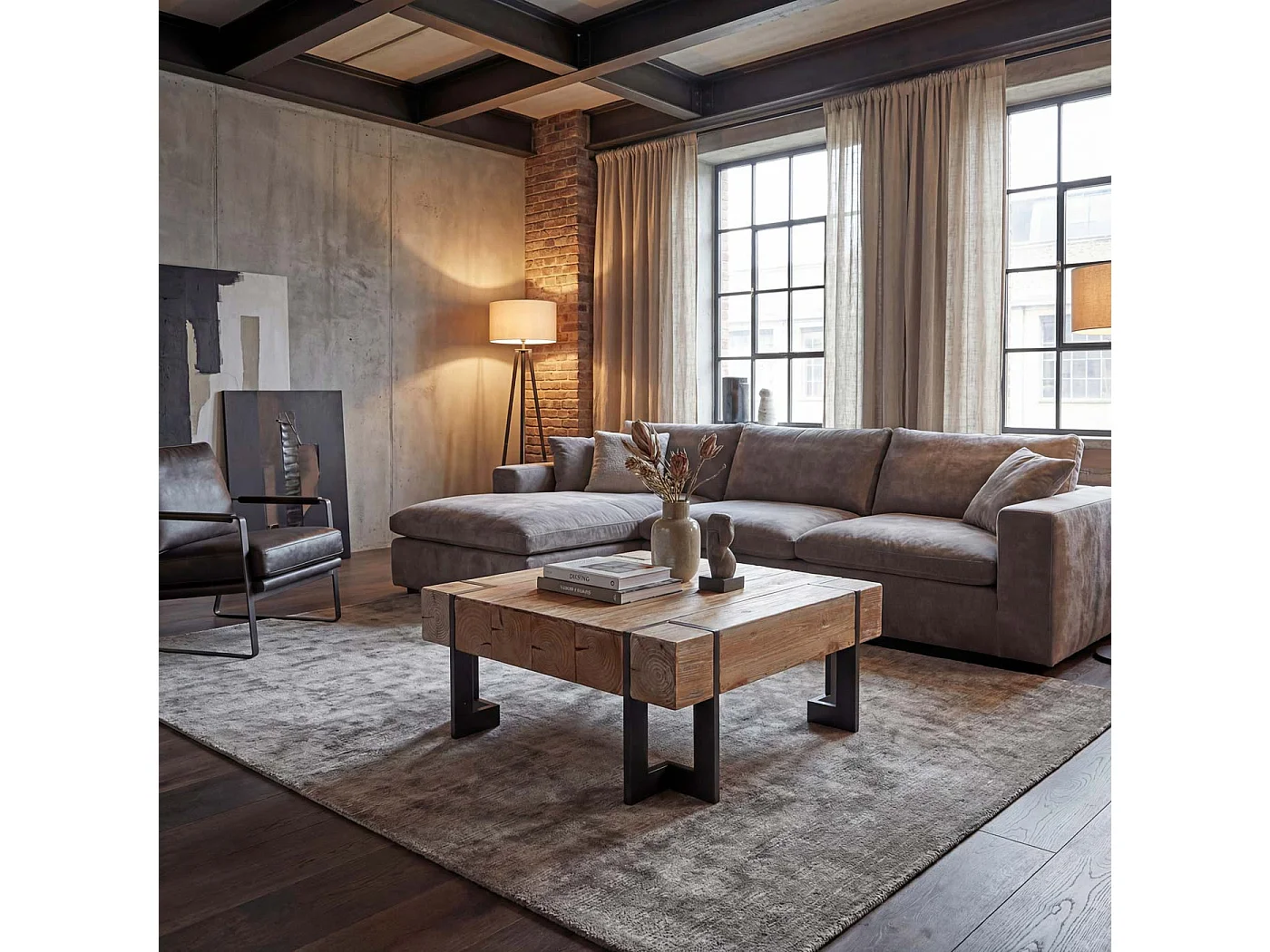 Stolik kawowy MCW-A15,  kolor naturalny 70 x 70 cm