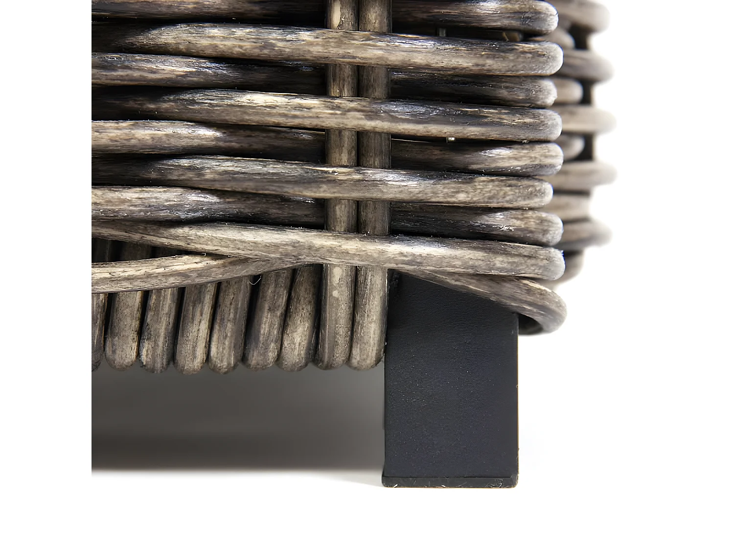 Modulares Poly-Rattan Sofa Alessandria, Naturgrau, Couchtisch ohne Glasplatte