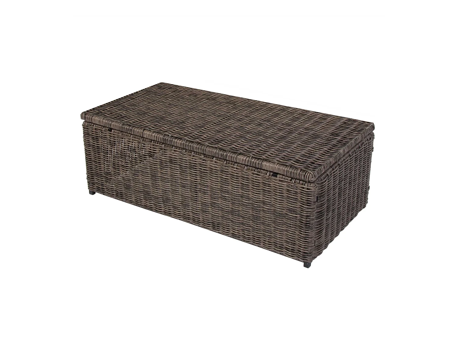 Canapé modulable en poly rotin Alessandria,  gris nature, plateau PE