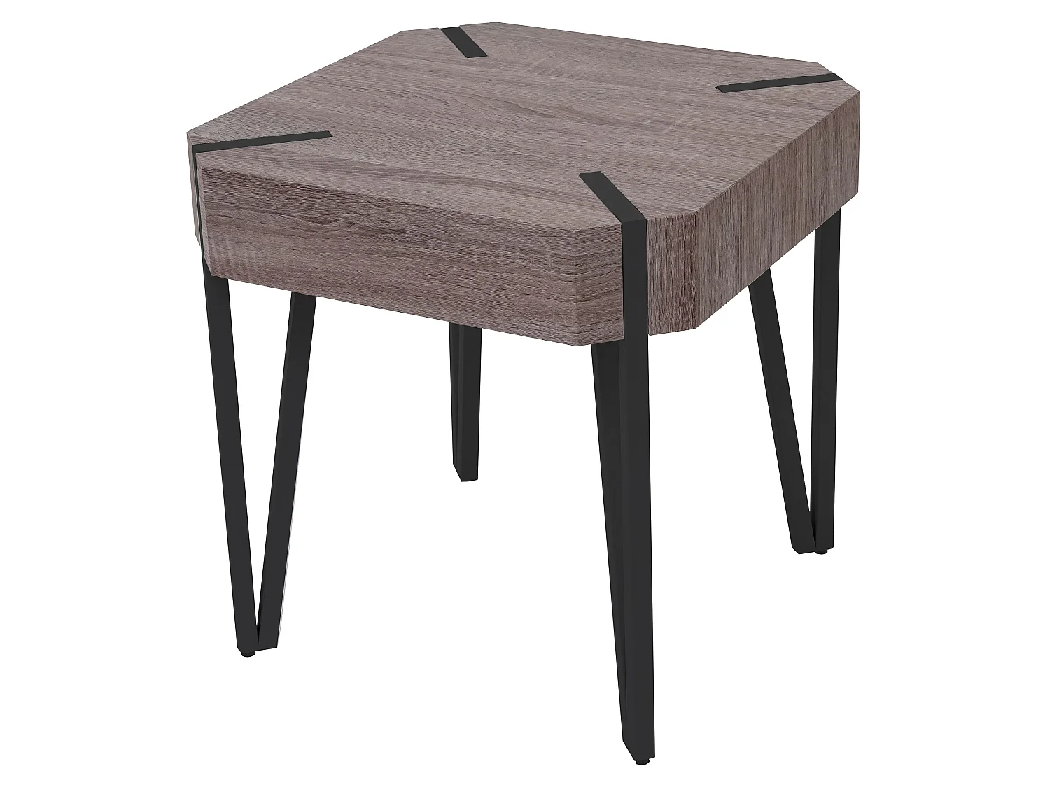 Table basse Genk T574,  chêne foncé, pieds métalliques foncés