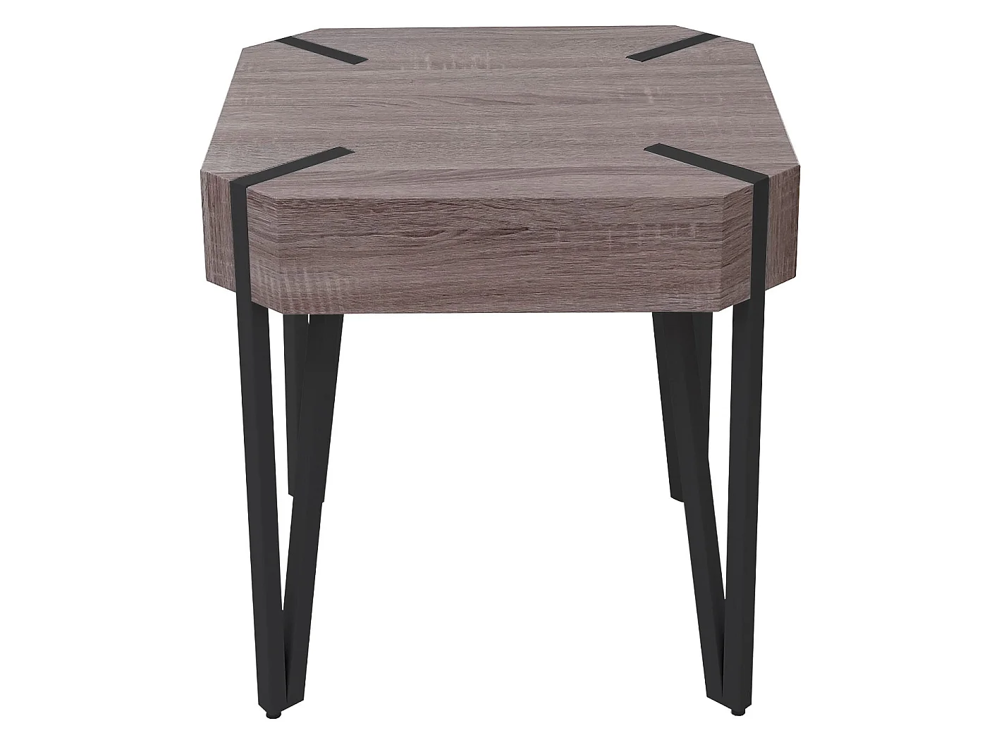 Table basse Genk T574,  chêne foncé, pieds métalliques foncés