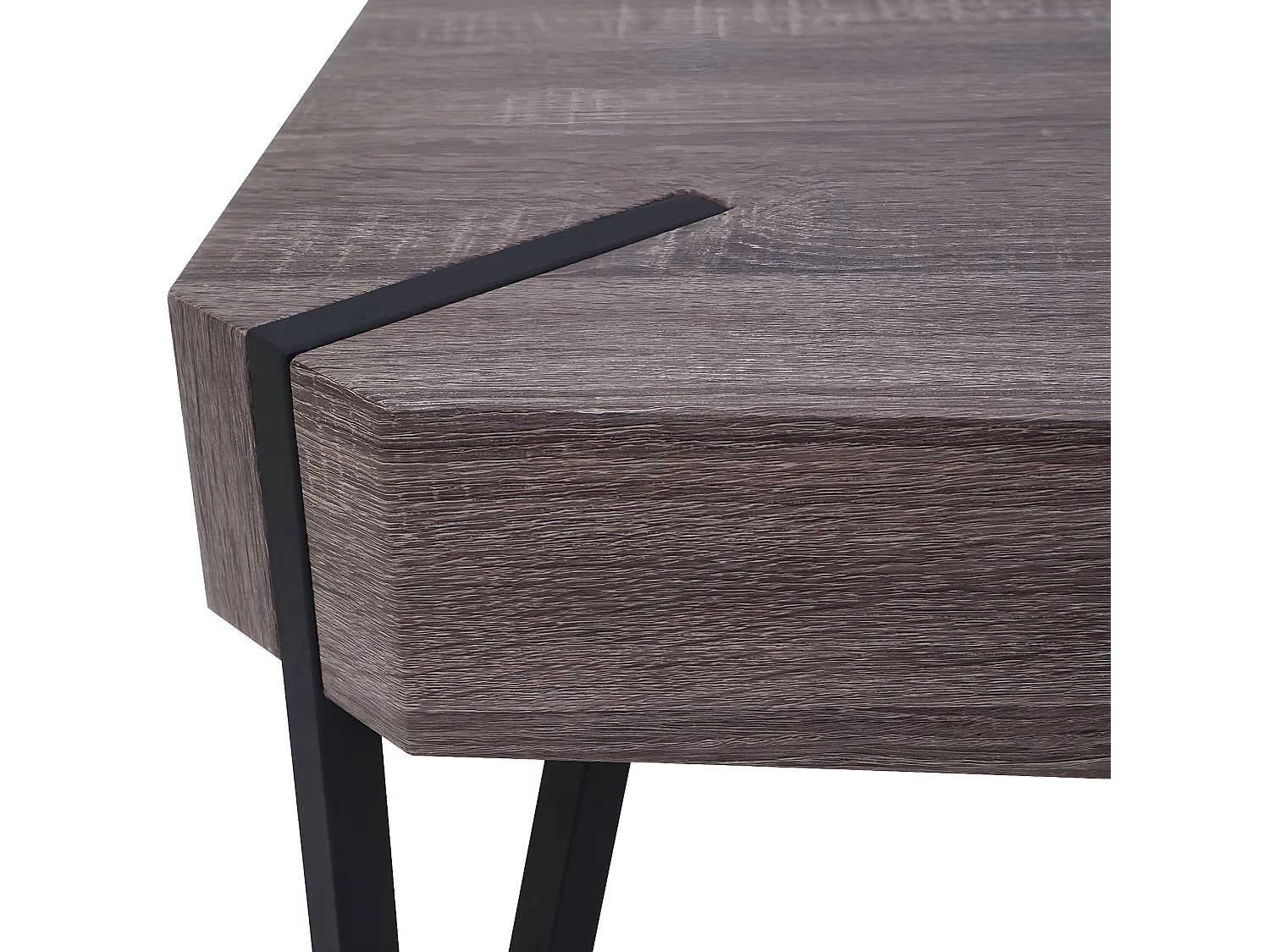 Table basse Genk T574,  chêne foncé, pieds métalliques foncés