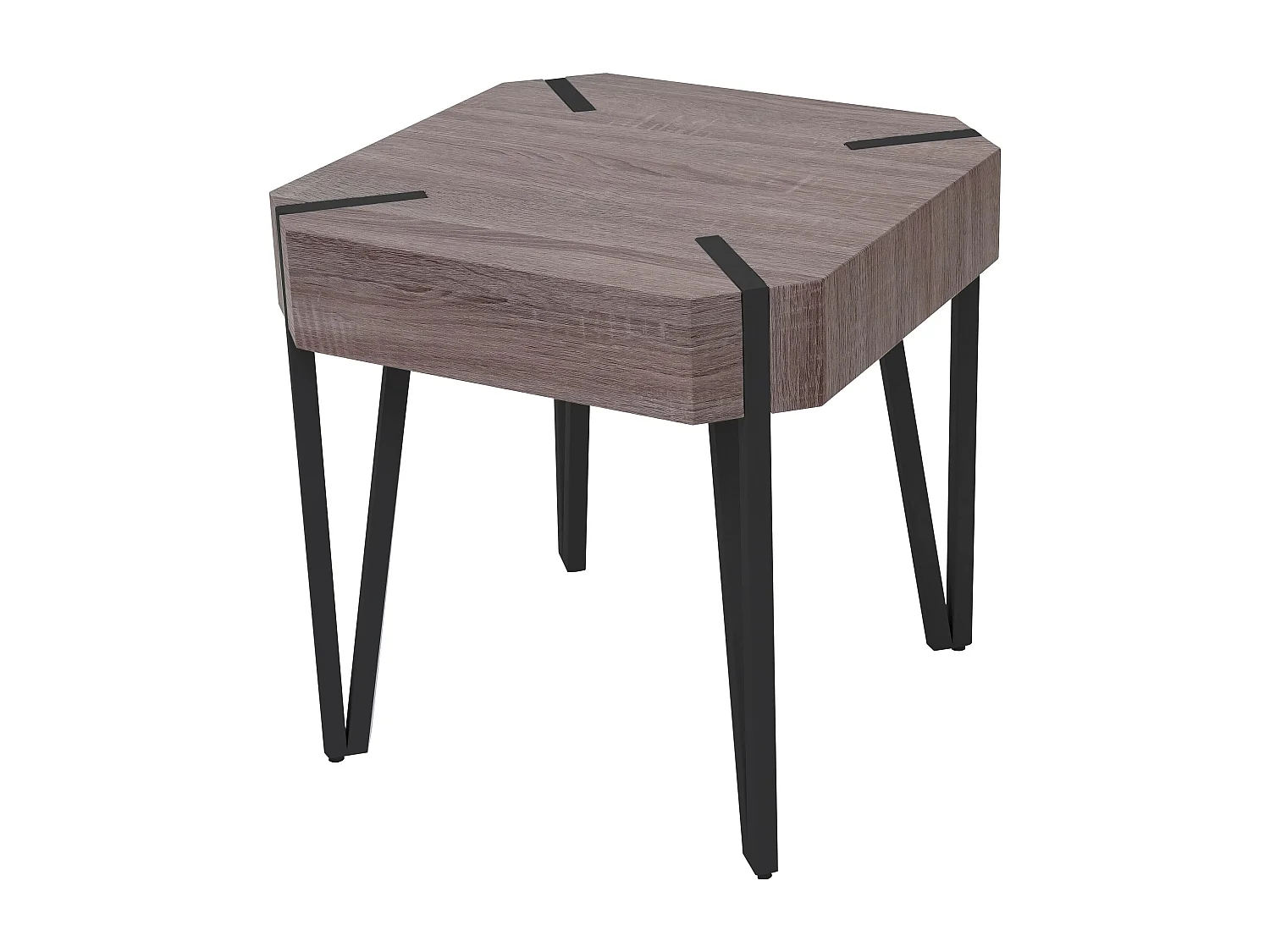 Table basse Genk T574,  chêne foncé, pieds métalliques foncés