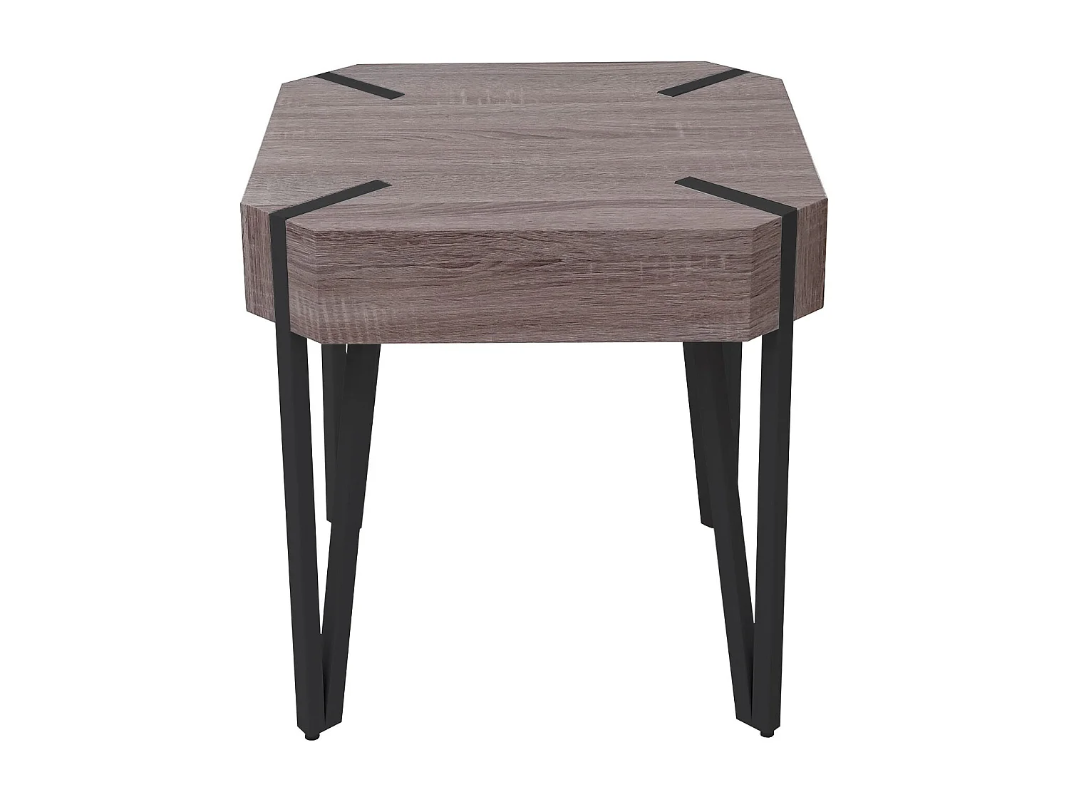 Table basse Genk T574,  chêne foncé, pieds métalliques foncés