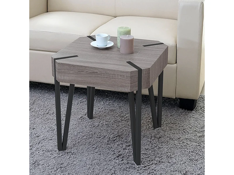 Couchtisch Genk T574, Dunkle Eiche, dunkle Metall-Füße