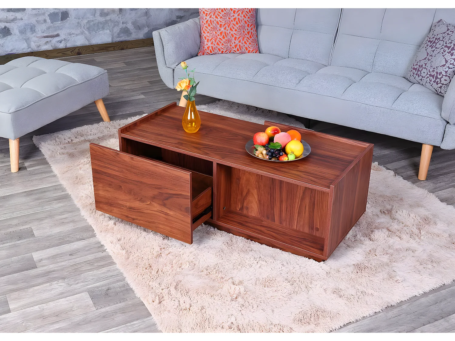 Table basse MCW-J78,  aspect noyer