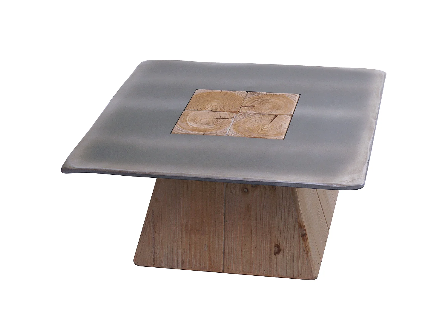 Tavolino tavolo salotto divano design industriale MCW-L76 28x60x60cm legno di abete naturale e nero