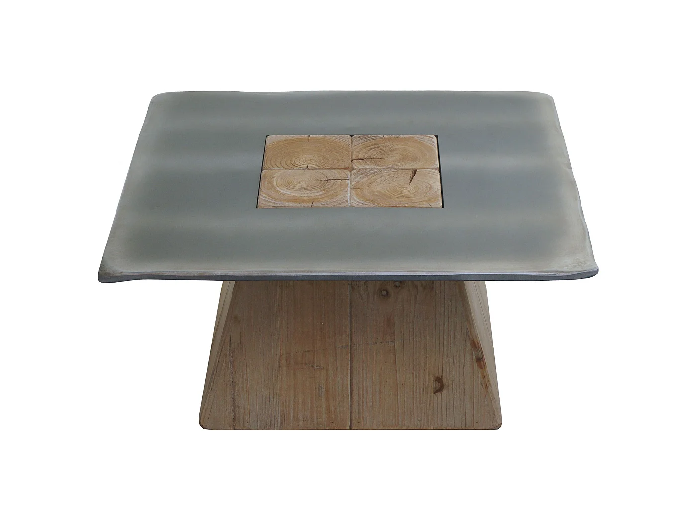 Tavolino tavolo salotto divano design industriale MCW-L76 28x60x60cm legno di abete naturale e nero