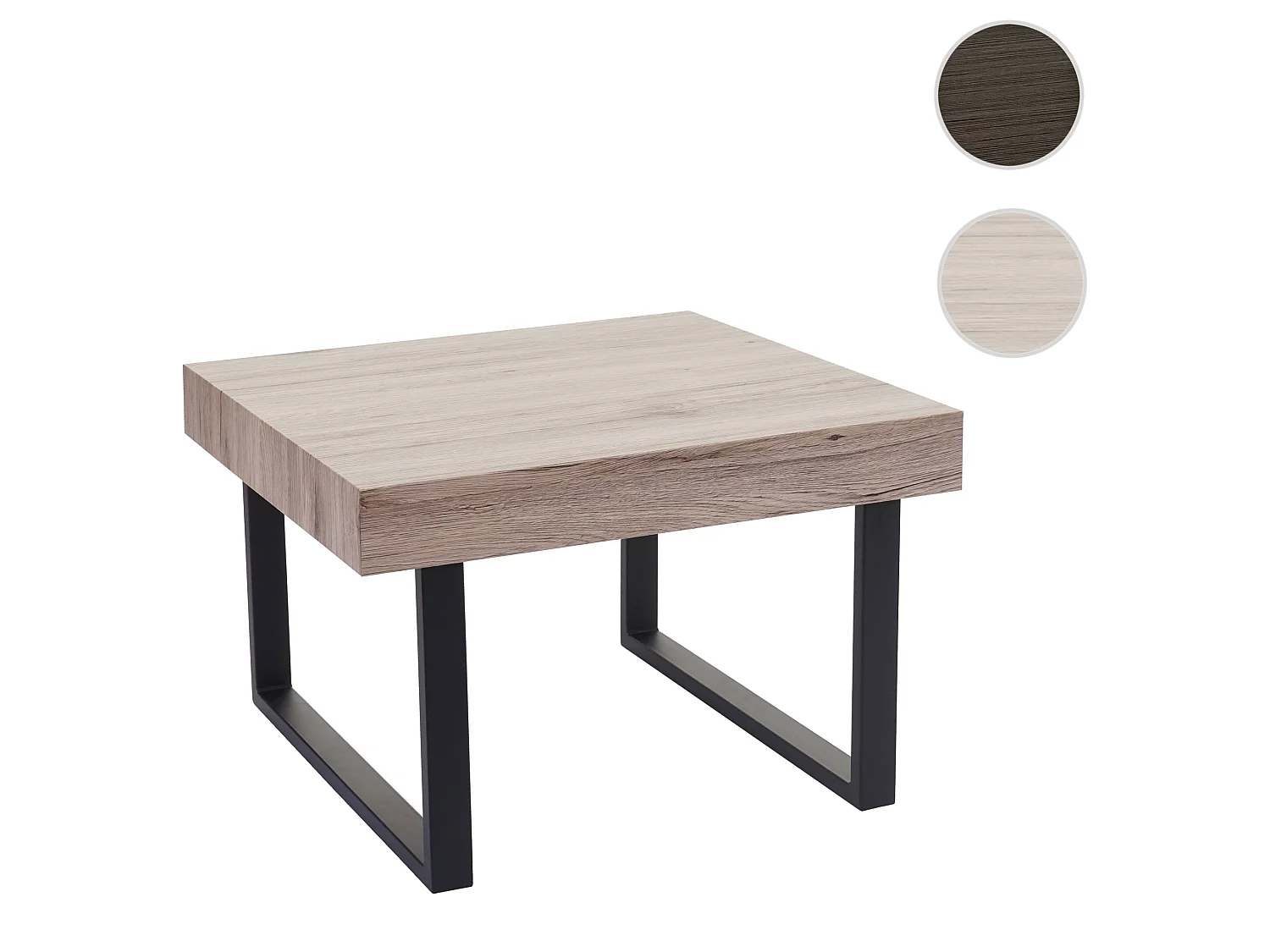 Salontafel Genk -C88,  eiken look, donker metalen poten