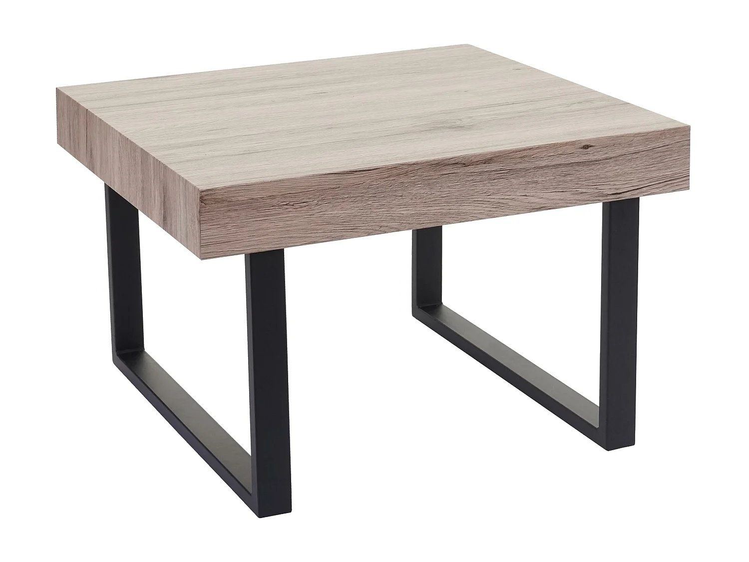Table basse Genk -C88,  chêne, pieds métalliques foncés