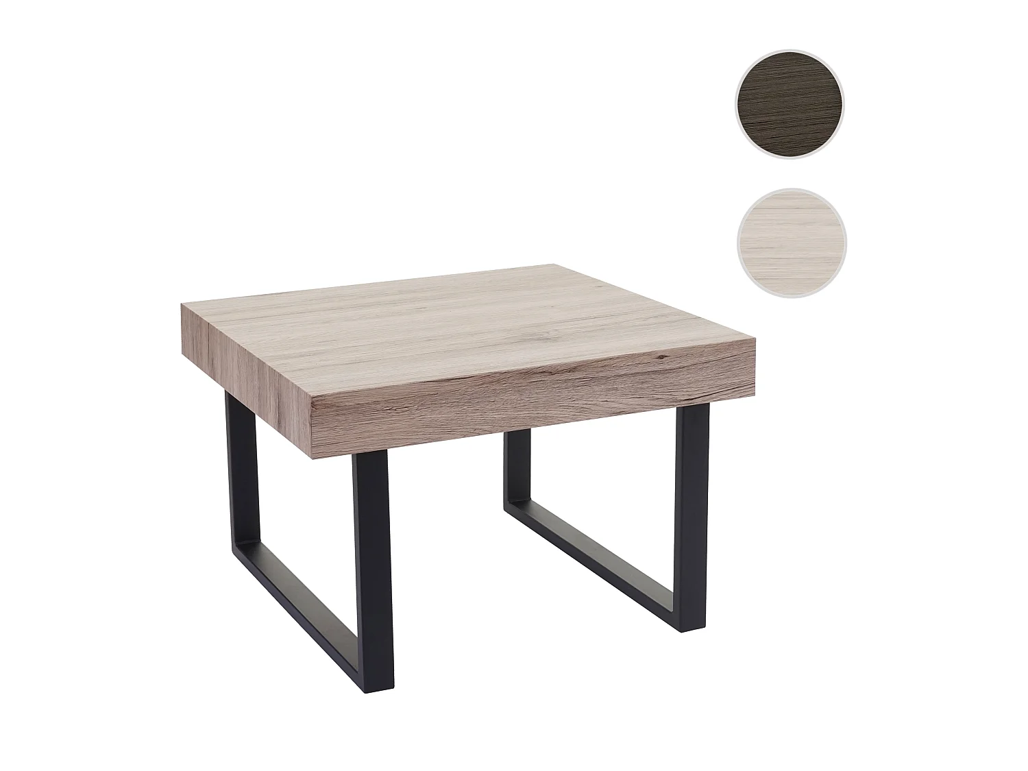 Table basse Genk -C88,  chêne, pieds métalliques foncés