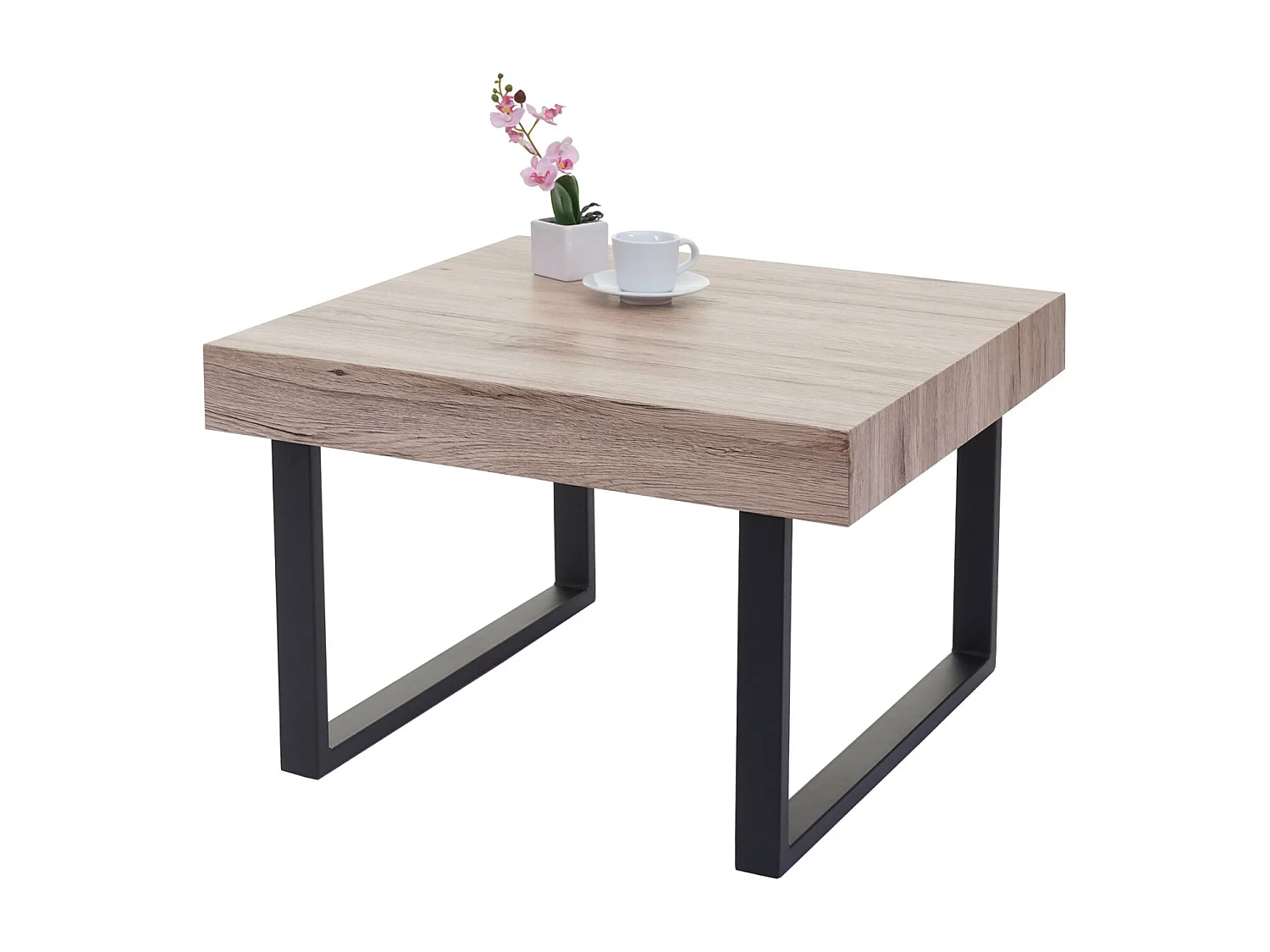 Salontafel Genk -C88,  eiken look, donker metalen poten
