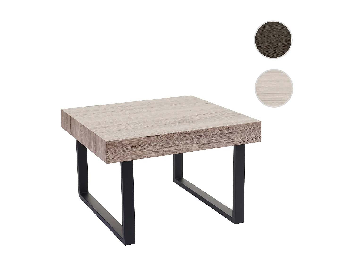 Salontafel Genk -C88,  eiken look, donker metalen poten