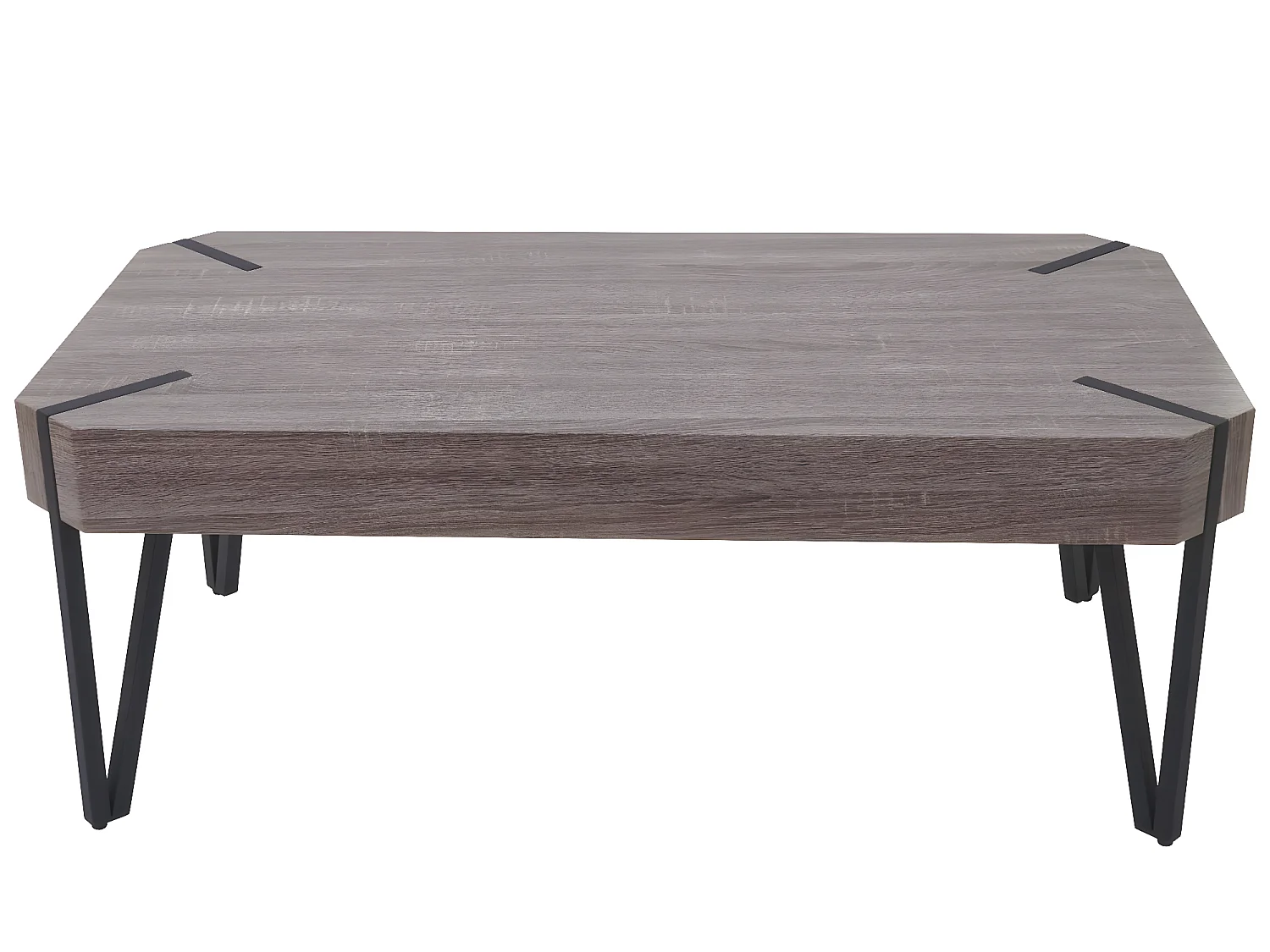Table basse Genk T573,  chêne foncé, pieds métalliques foncés