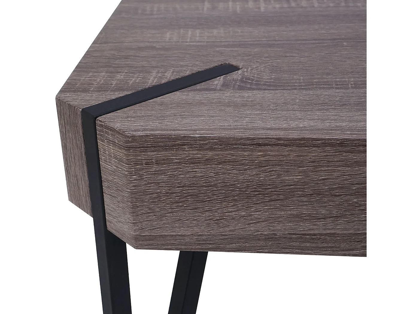 Table basse Genk T573,  chêne foncé, pieds métalliques foncés
