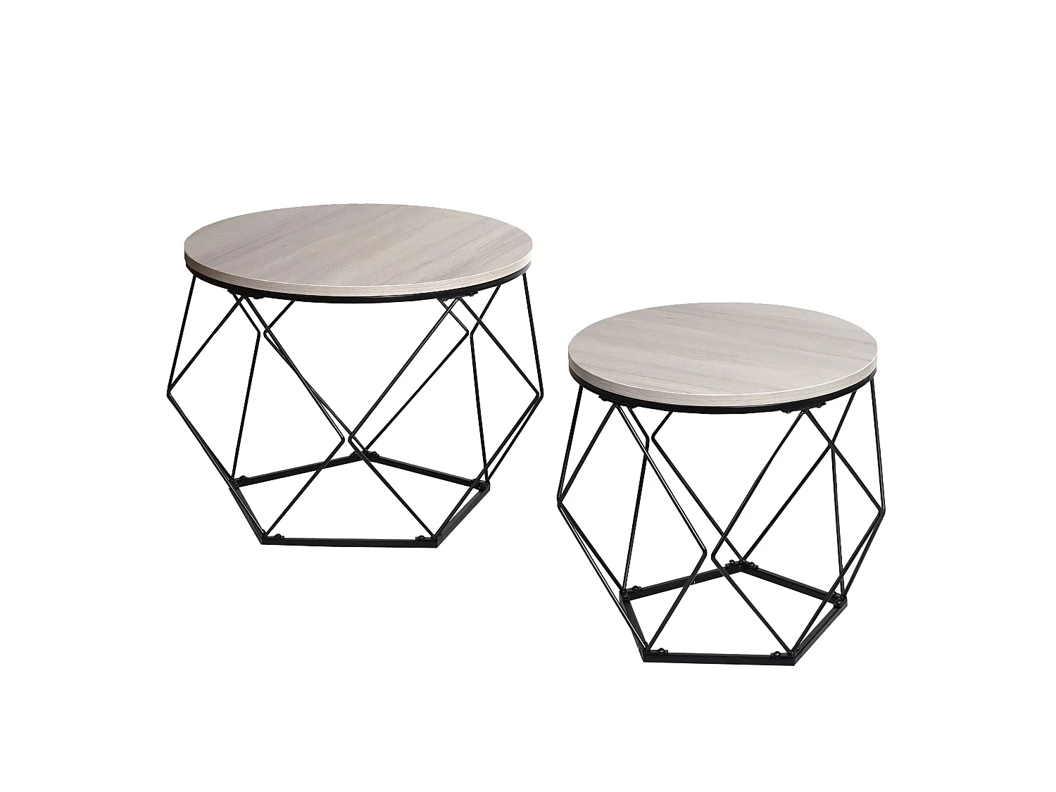 Ensemble de tables basses MCW-L37,  aspect chêne gris