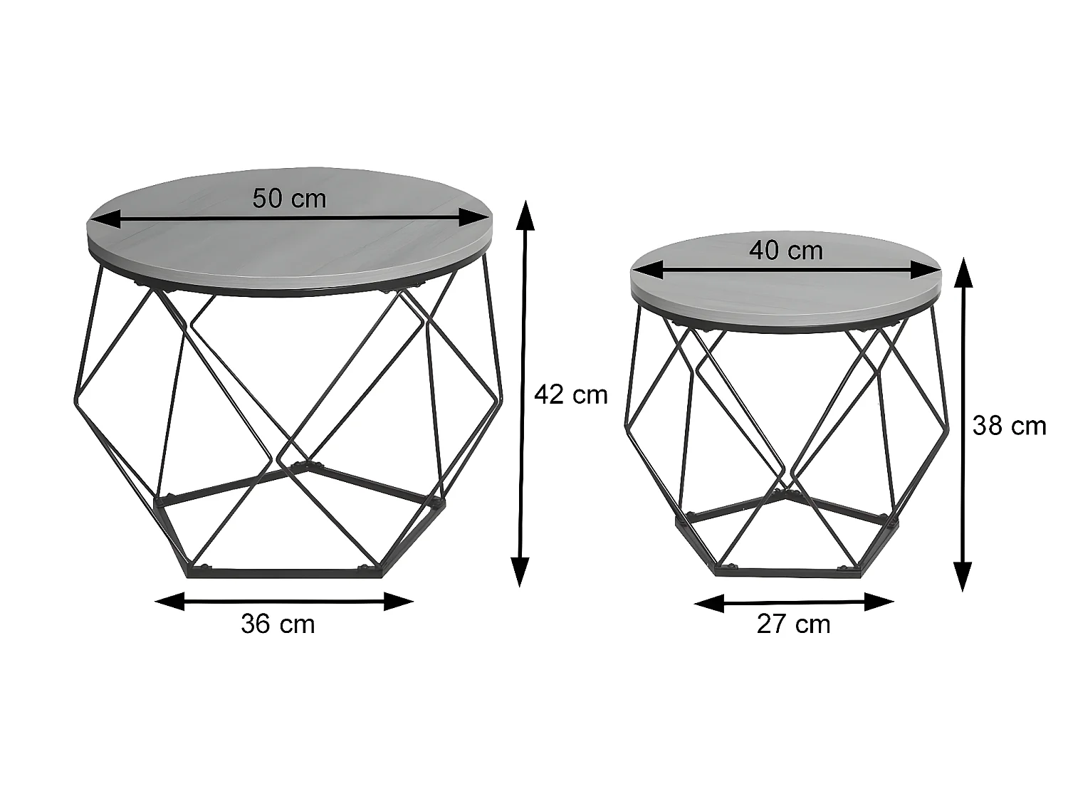 Ensemble de tables basses MCW-L37,  aspect chêne gris