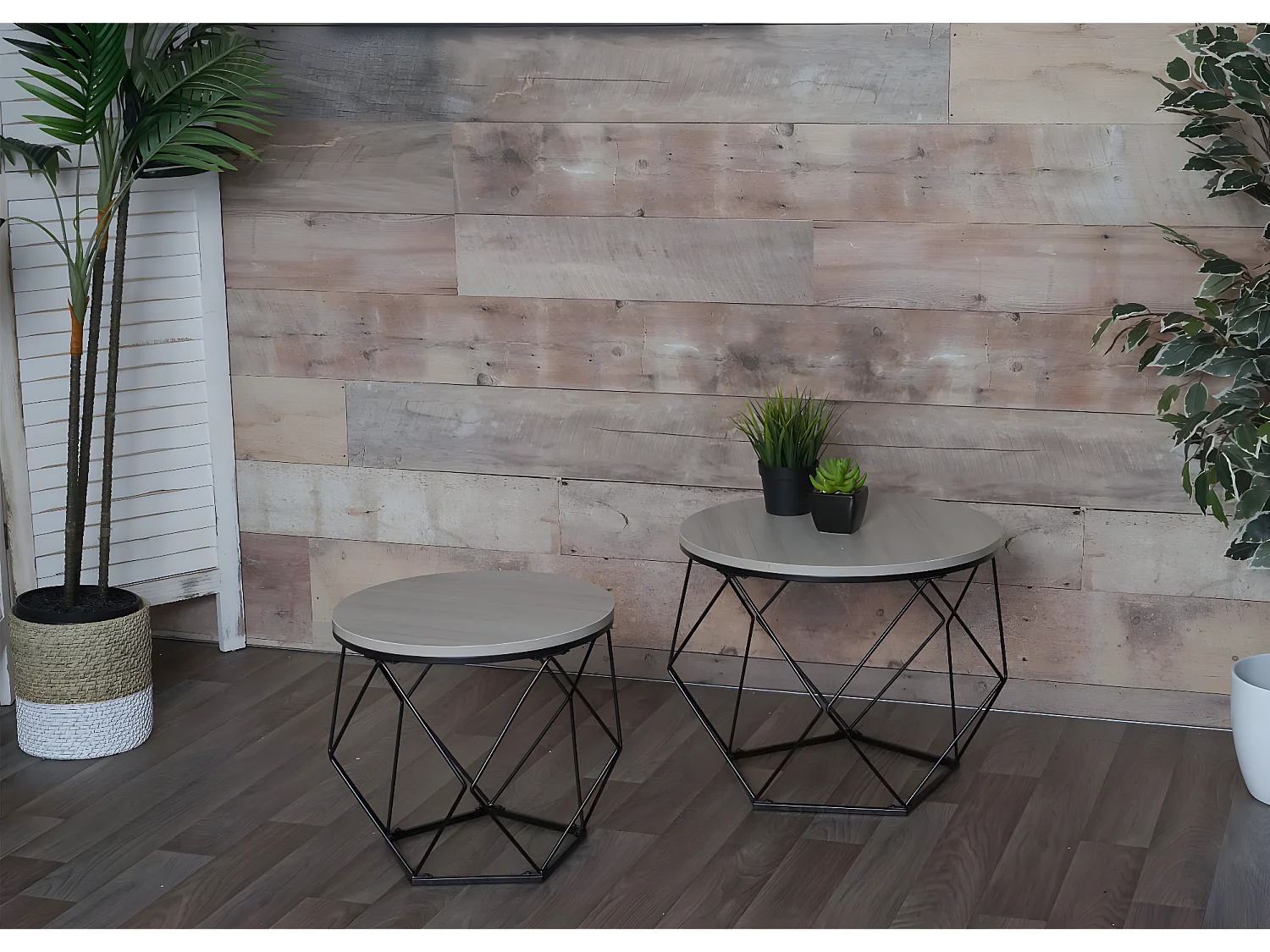 Ensemble de tables basses MCW-L37,  aspect chêne gris