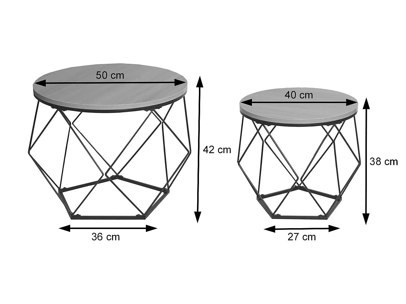 Zestaw stolików kawowych MCW-L37,  wygląd dębu szarego