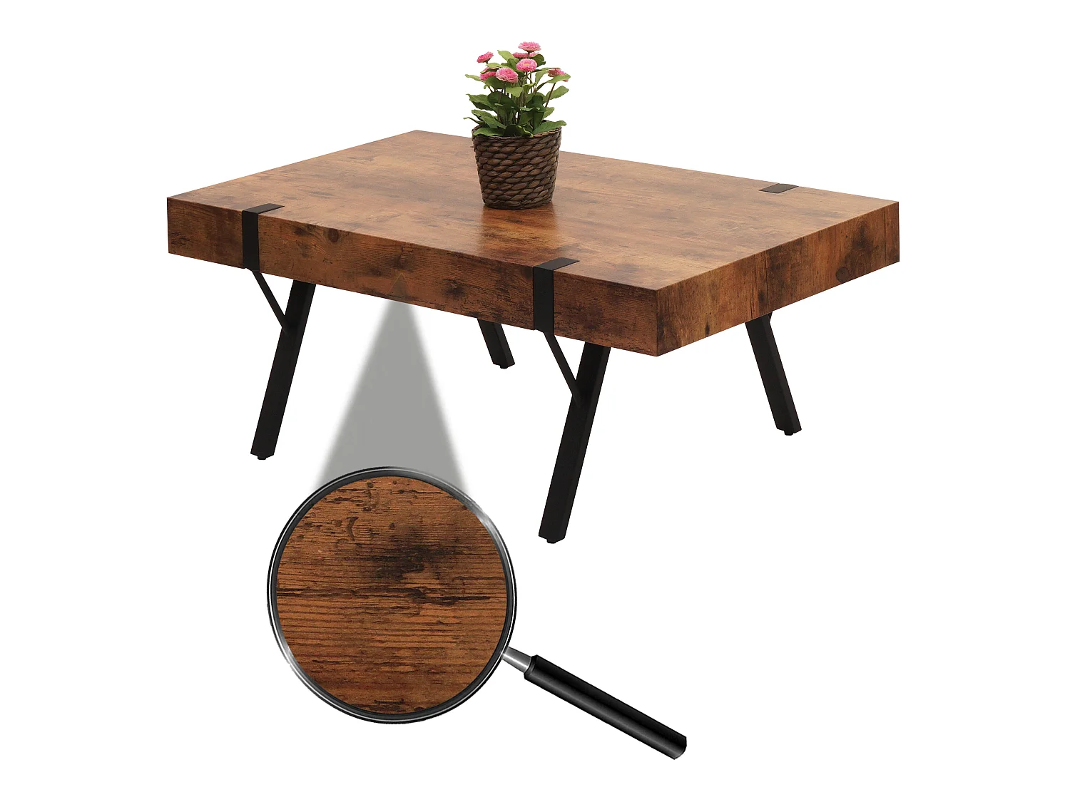Table basse MCW-L54,  chêne sauvage foncé