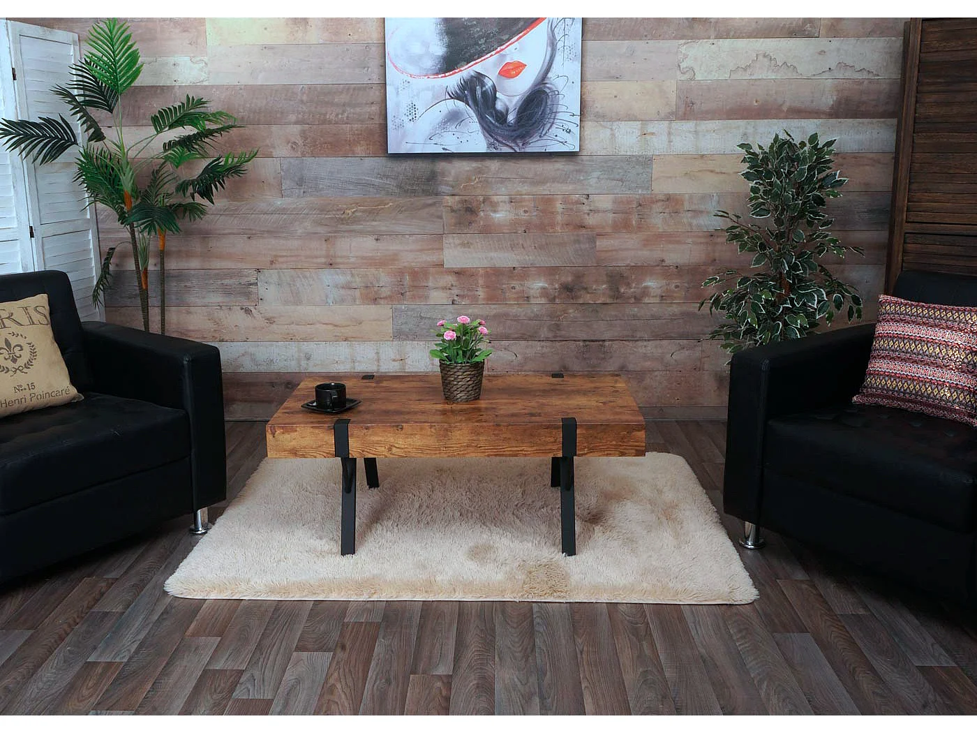 Stolik kawowy MCW-L54,  ciemny dziki dąb