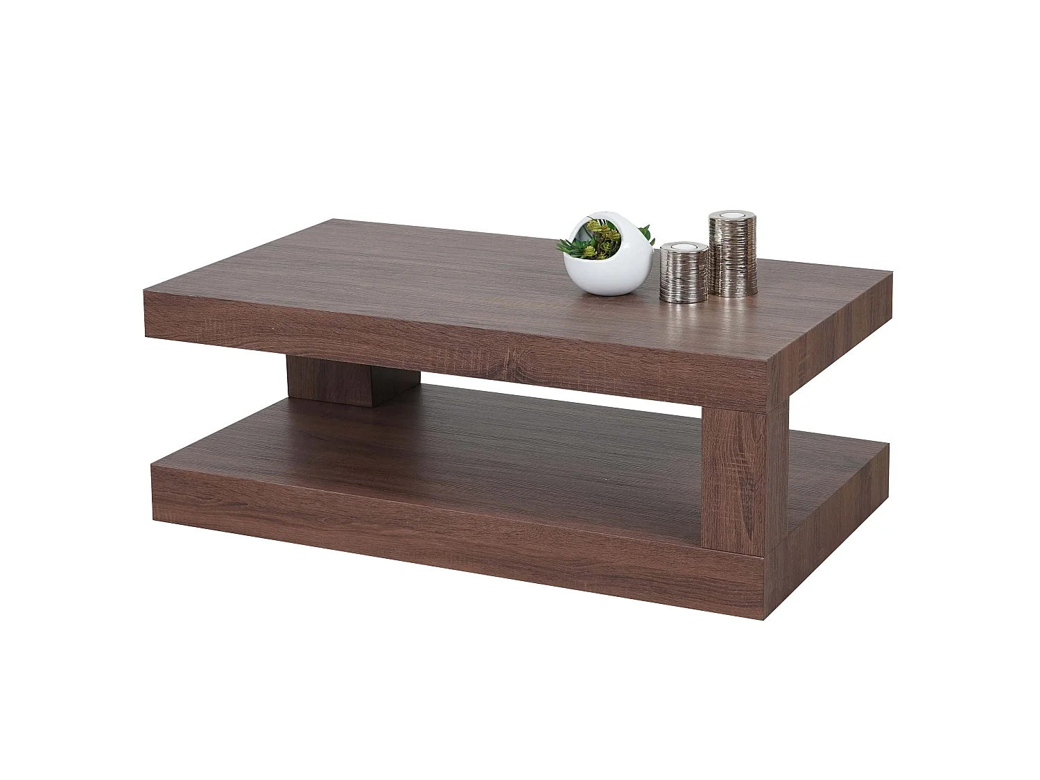 Table basse MCW-A32 Structure 3D,  aspect chêne marron