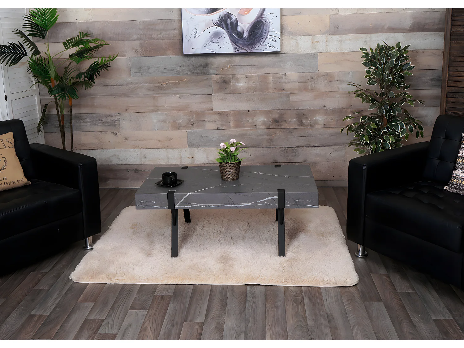 Table basse MCW-L54,  aspect marbre gris