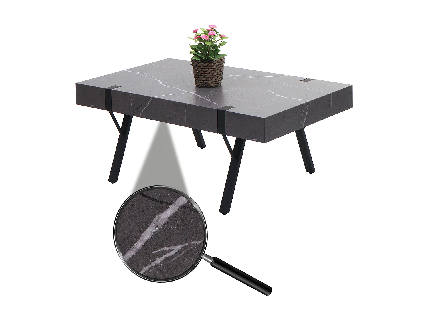 Stolik kawowy MCW-L54,  marmurowy wygląd szary