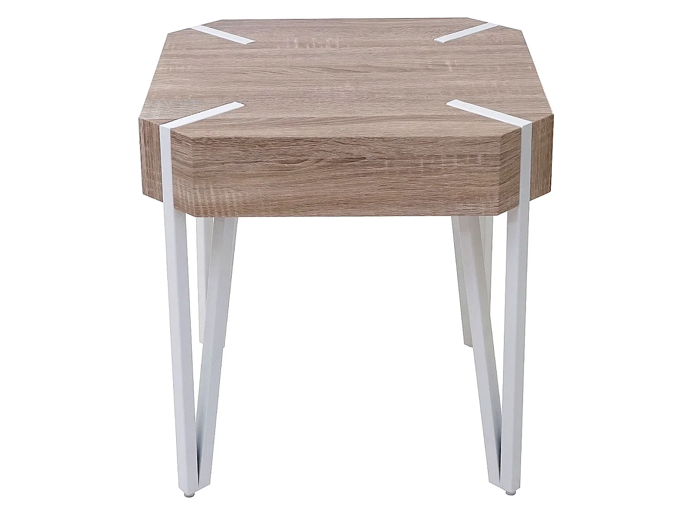 Stolik kawowy Genk T574,  dąb, jasne metalowe nogi