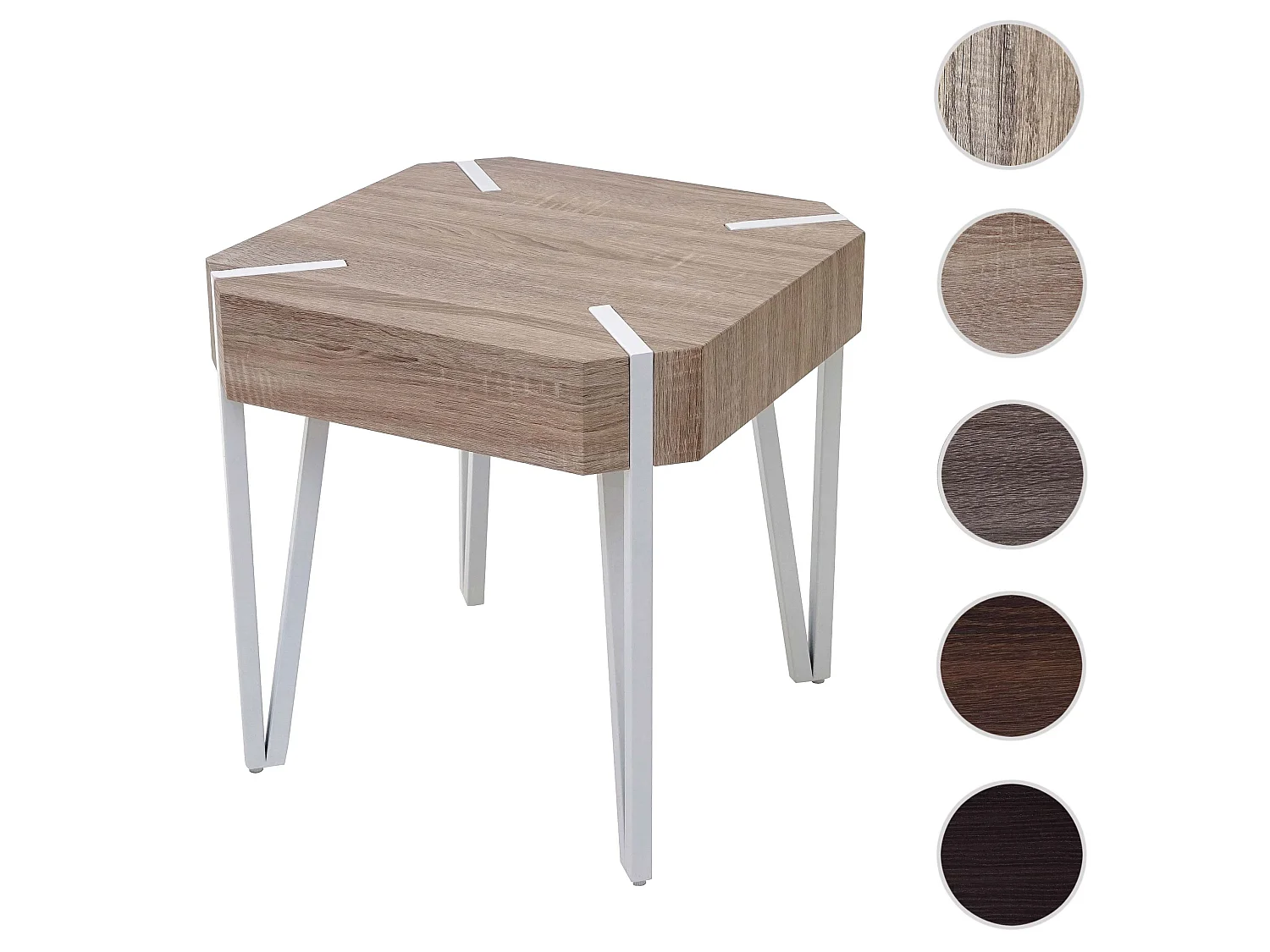 Stolik kawowy Genk T574,  dąb, jasne metalowe nogi