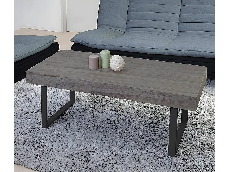 Salontafel Genk  T576,  Donker eiken, donker metalen poten