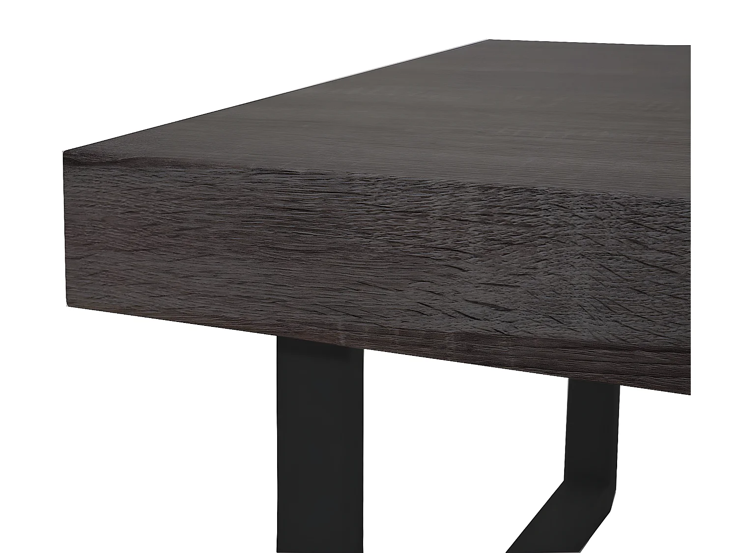 Table basse Genk T576,  chêne foncé, pieds métalliques