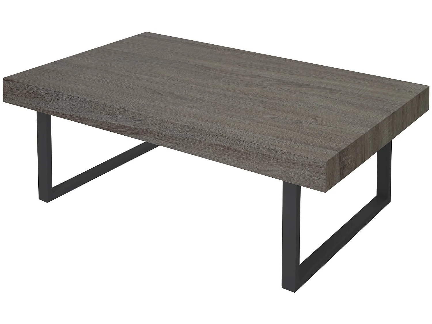 Table basse Genk T576,  chêne foncé, pieds métalliques