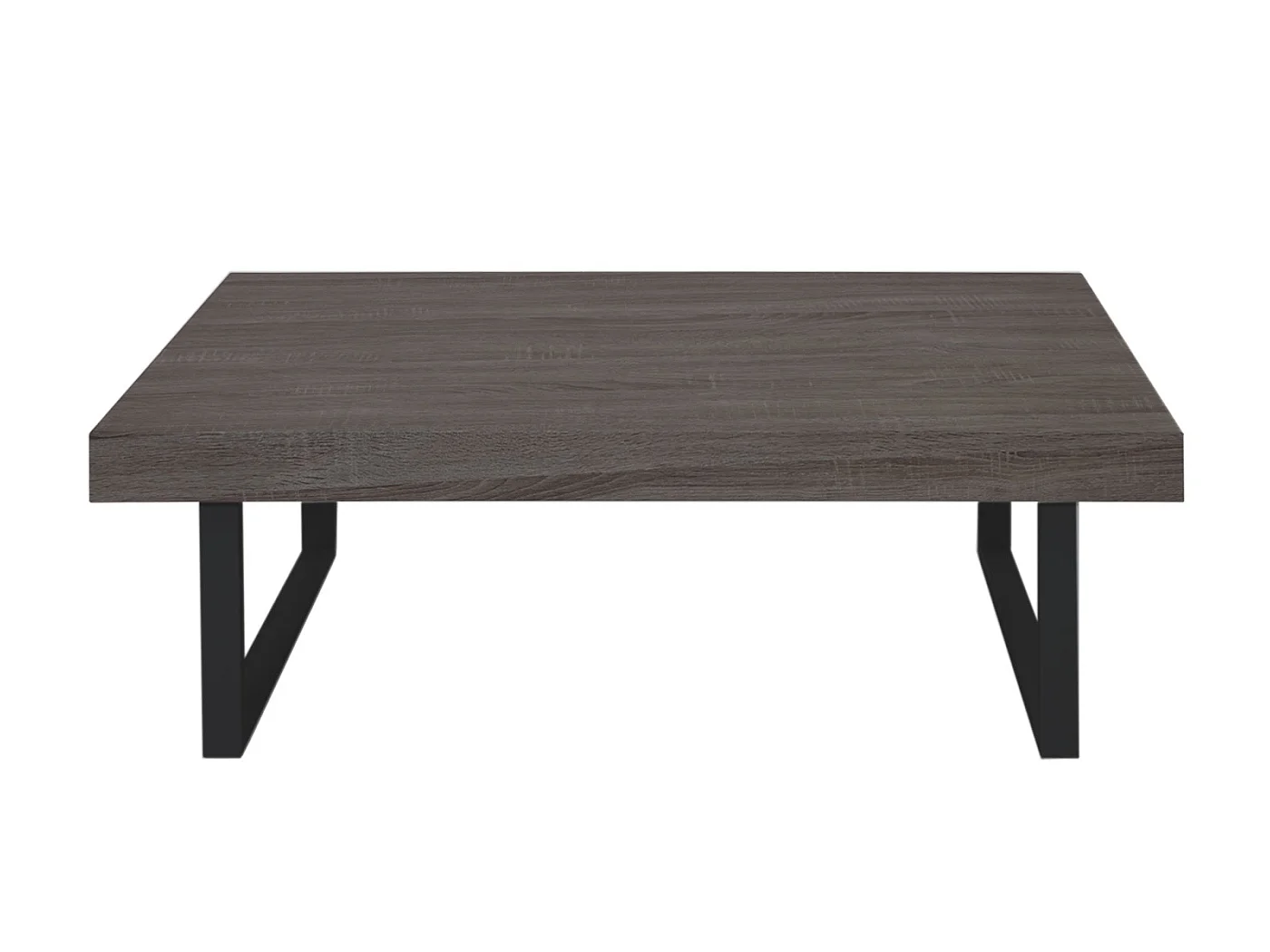 Table basse Genk T576,  chêne foncé, pieds métalliques