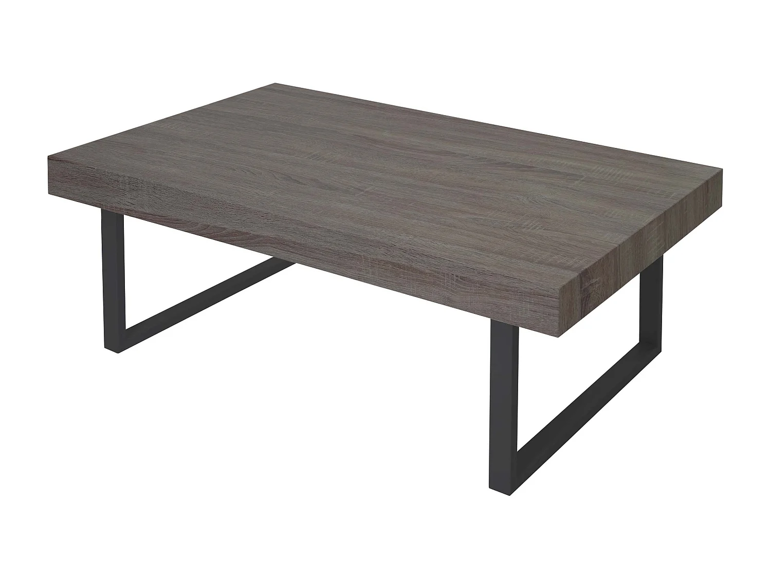 Table basse Genk T576,  chêne foncé, pieds métalliques