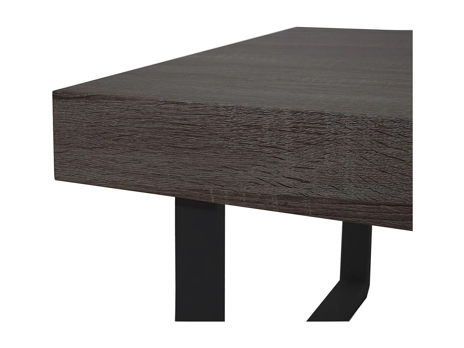 Table basse Genk T576,  chêne foncé, pieds métalliques