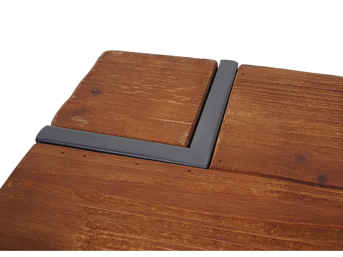 Tavolino salotto quadrato divano elegante MCW-A15 legno di pino massello 40x60x60cm metallo legno scuro