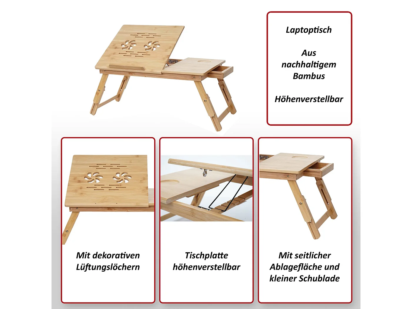 Table pour ordinateur portable MCW-B81 Bambou Pliable