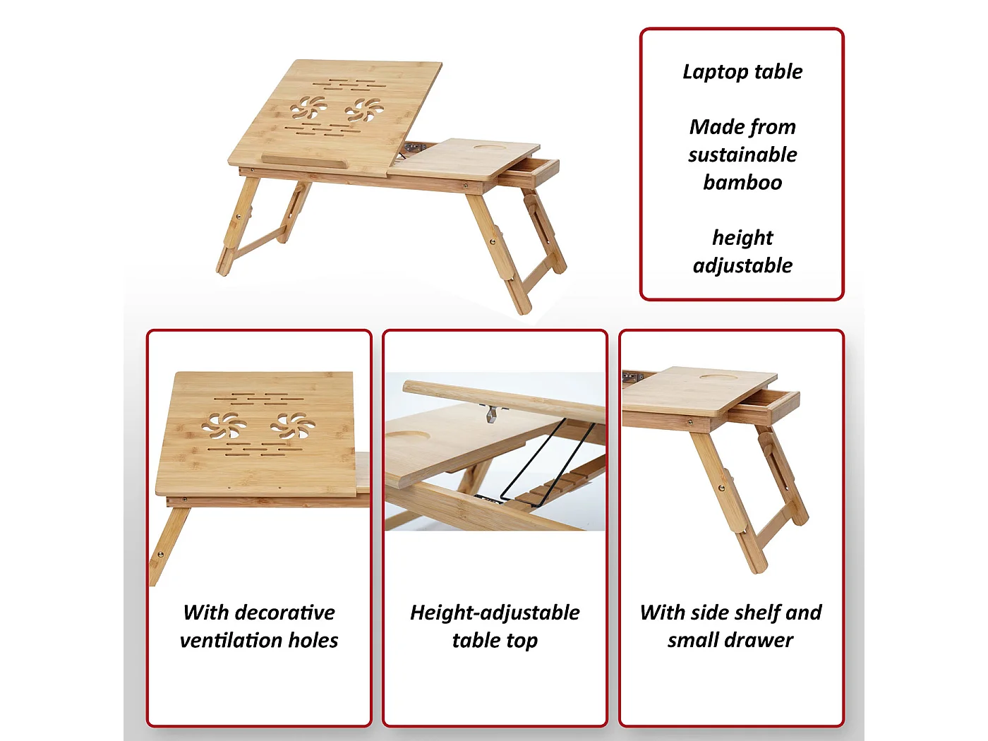 Table pour ordinateur portable MCW-B81 Bambou Pliable