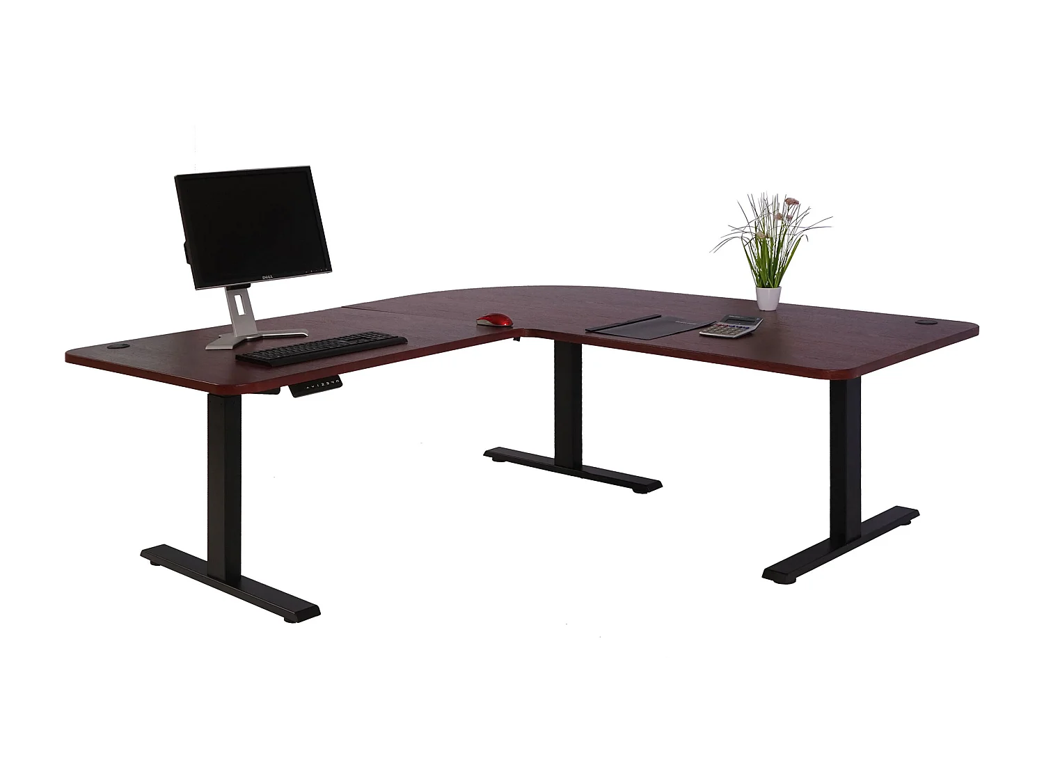 Eck-Schreibtisch MCW-D40, Kirsch-Dekor, schwarz