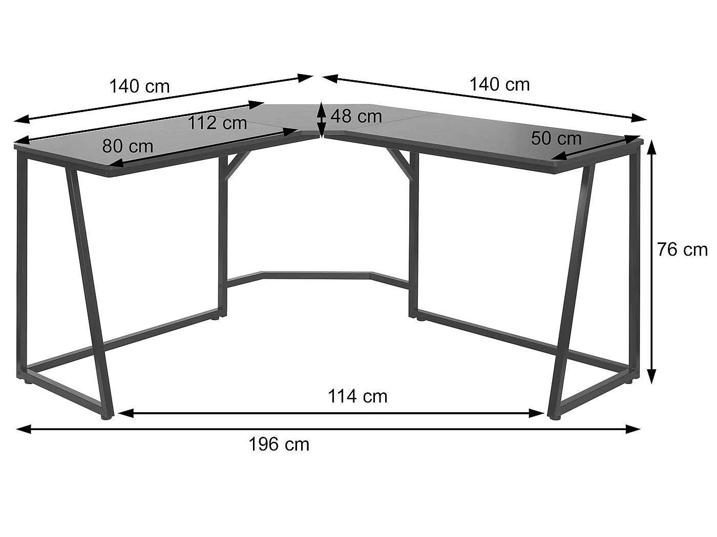 Bureau d'angle MCW-K66,  brun foncé