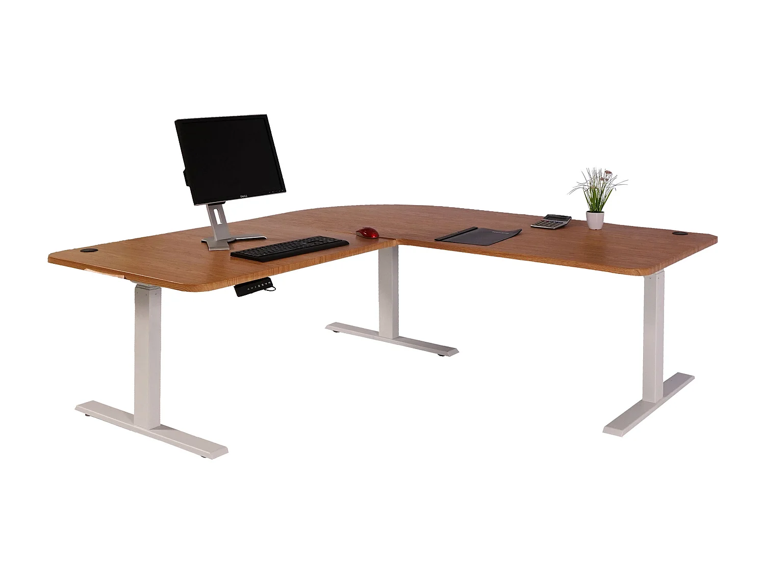 Eck-Schreibtisch MCW-D40, Braun Strukur, weiß