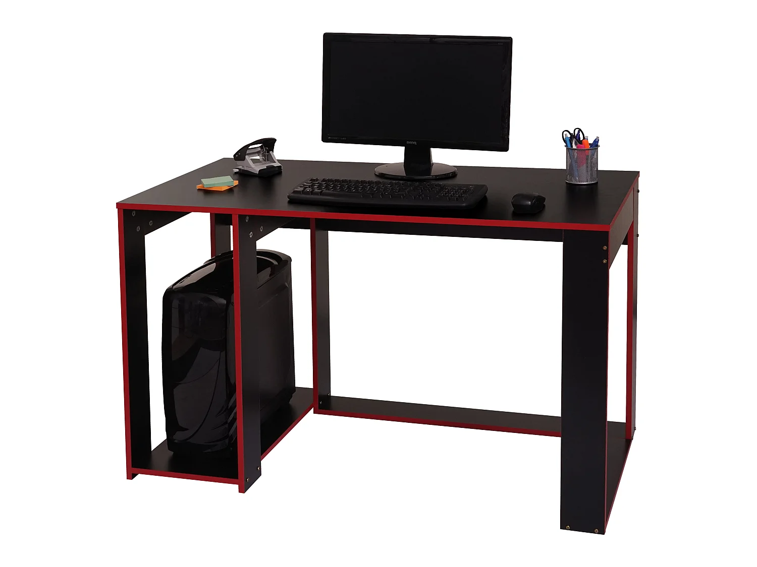 Schreibtisch MCW-J26, Schwarz-rot