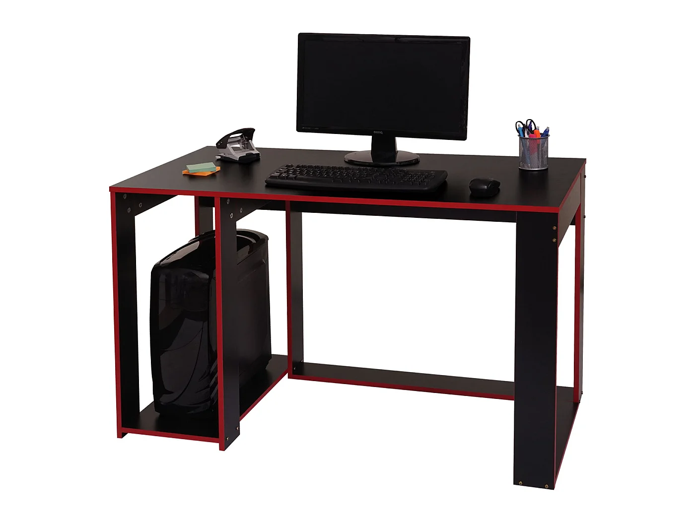 Schreibtisch MCW-J26, Schwarz-rot