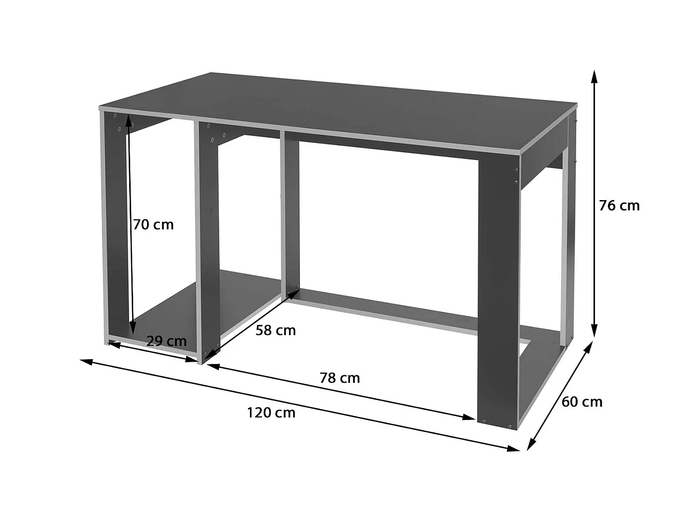 Schreibtisch MCW-J26, Schwarz-rot