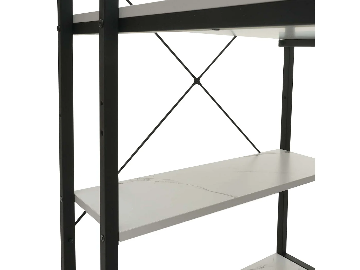 Schreibtisch mit Regal MCW-K81, Marmor-Optik weiß